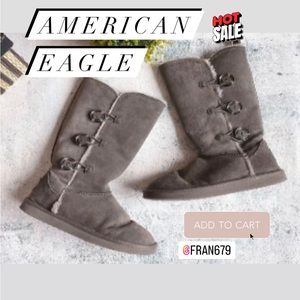 🦅RARE American Eagle Outfitters Grey Suede Winter Boots🦅